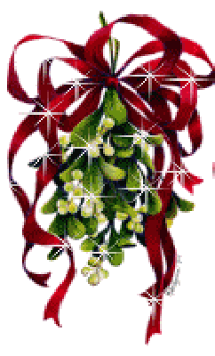 Błyszcząca jemioła z czerwoną kokardką